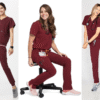 Diverse group of healthcare workers with different body types wearing scrubs tailored to their shape.